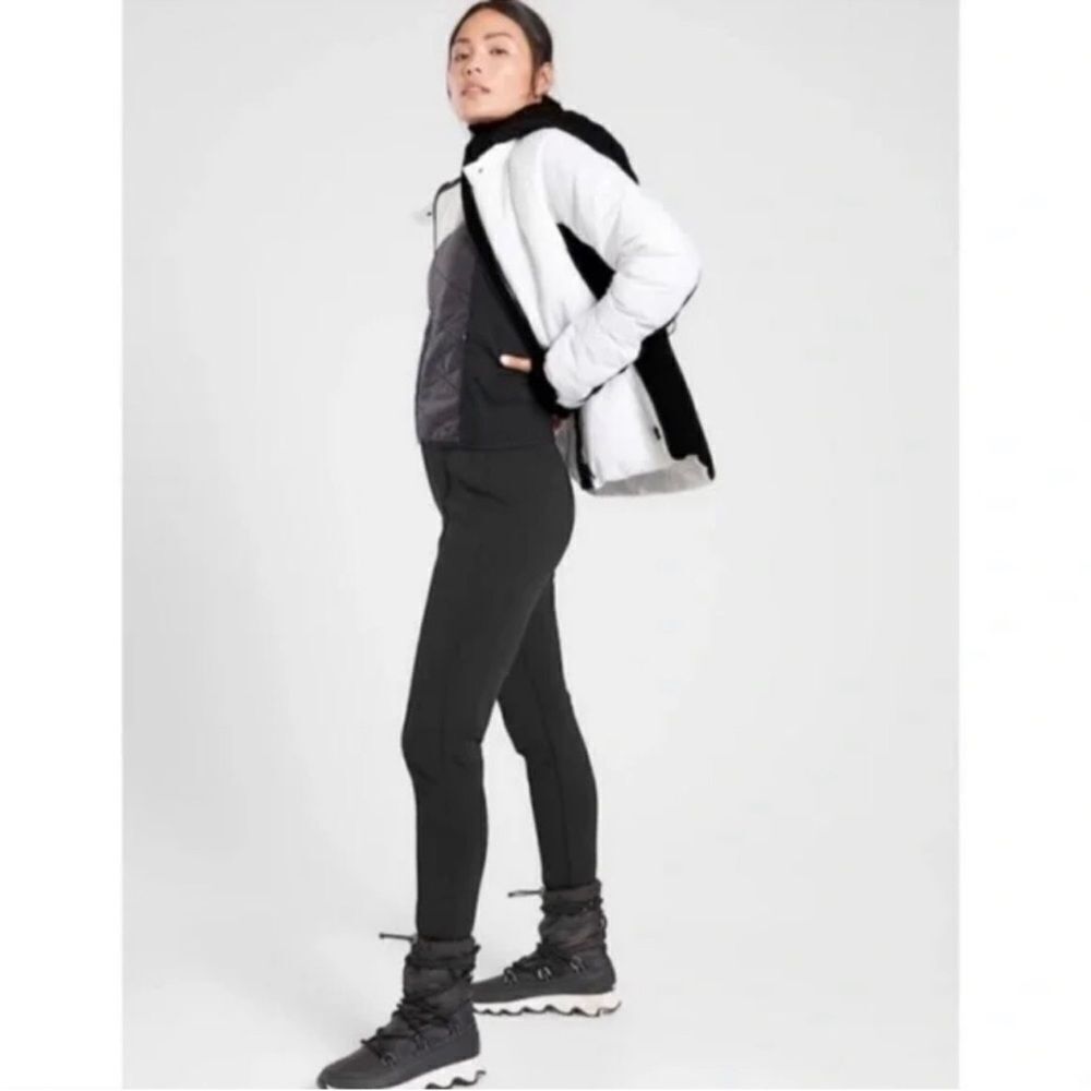 ATHLETA Butte Peak Winter Pants Stirrup Soft Shell Ski Pant in Black Size 14